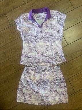 Pebble Beach Purple Zebra-Print Polo Skort Set